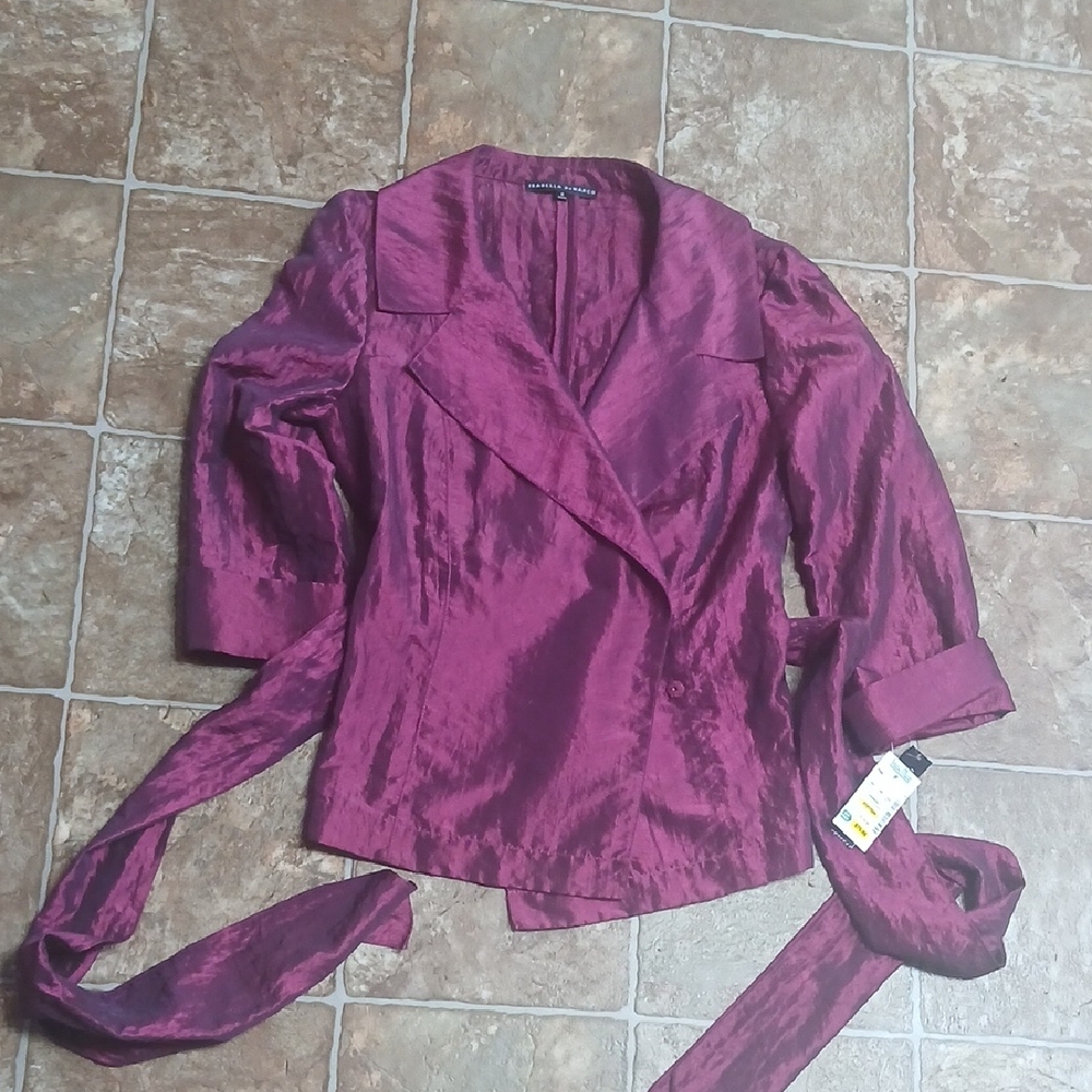 Elegant Women's Satin Blazer Jacket in Deep Plum